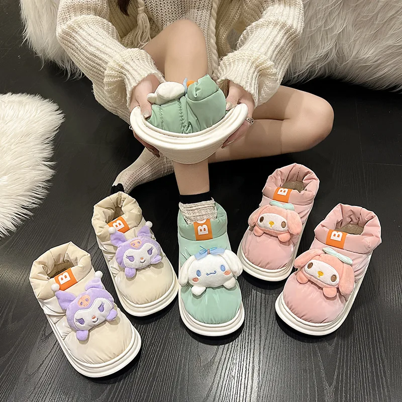 

Sanrio Kawaii Cinnamoroll Shoes Girls Kuromi My Melody Plush Slippers Winter Cartoon Anime Cute Non Slip Warm Boots Gift for Kid