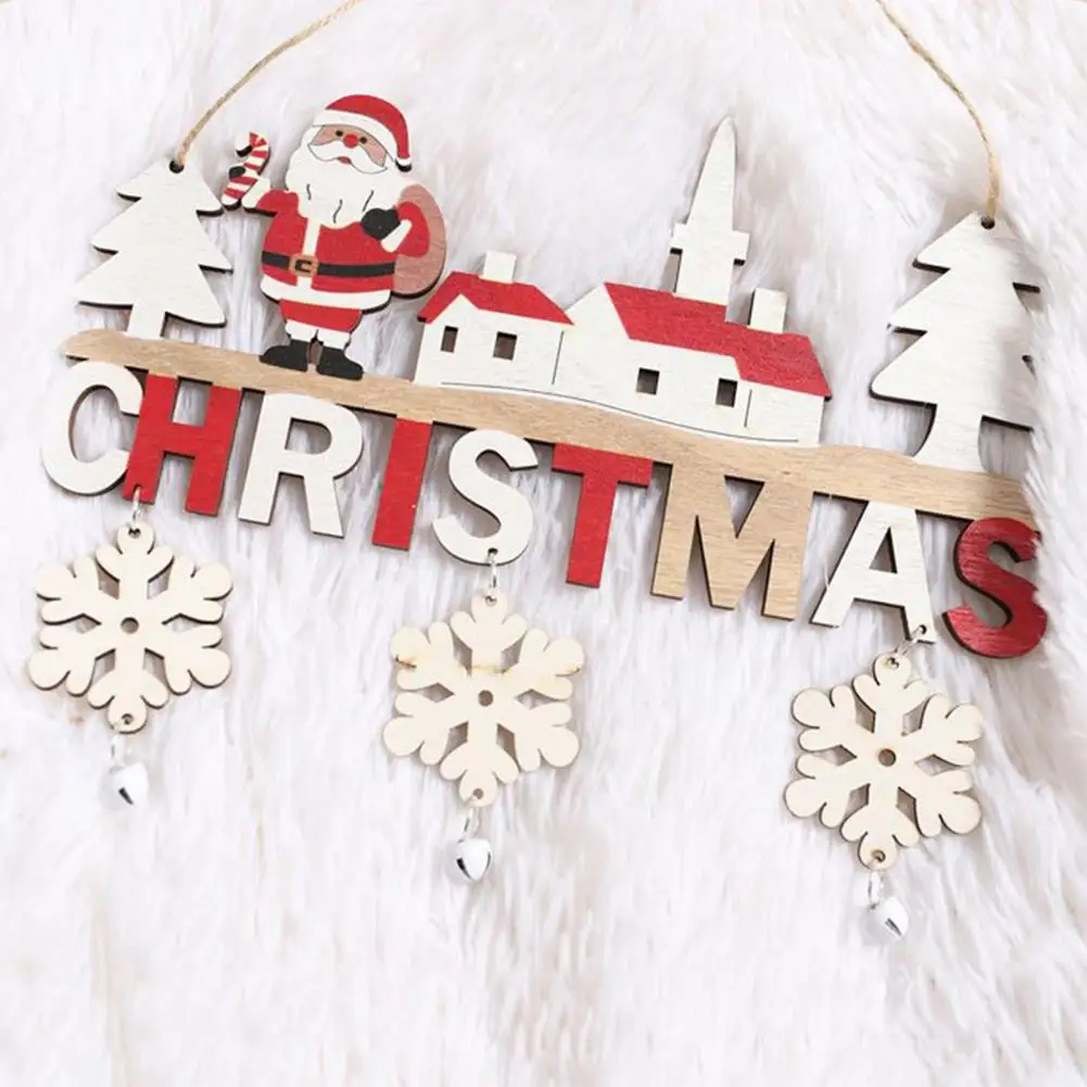 Christmas Door Sign Christmas Home Decor Festive Christmas Wood Door Sign Santa Gnome Snowman Elk Indoor Outdoor Decoration