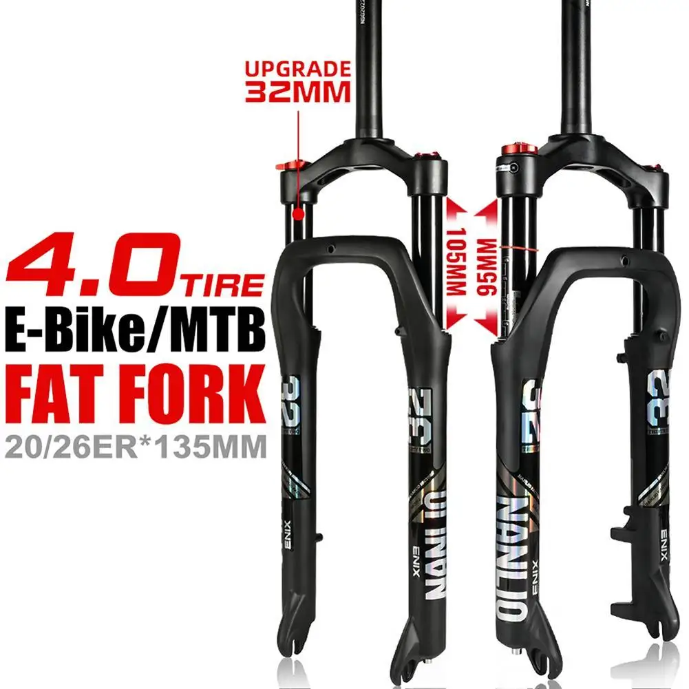 

20/26 Inch Mountain Snow Bike Front Fork Aluminum Alloy Lockout Shoulder Control 4.0" Tire 135mm MTB Bicycle Fat Forks