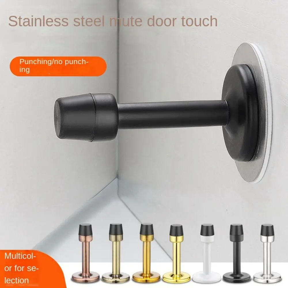 Durable Stainless Steel Door Stopper Wall Protector Anti-Collision Door Crash Pad Noise Canceling Hardware Holder