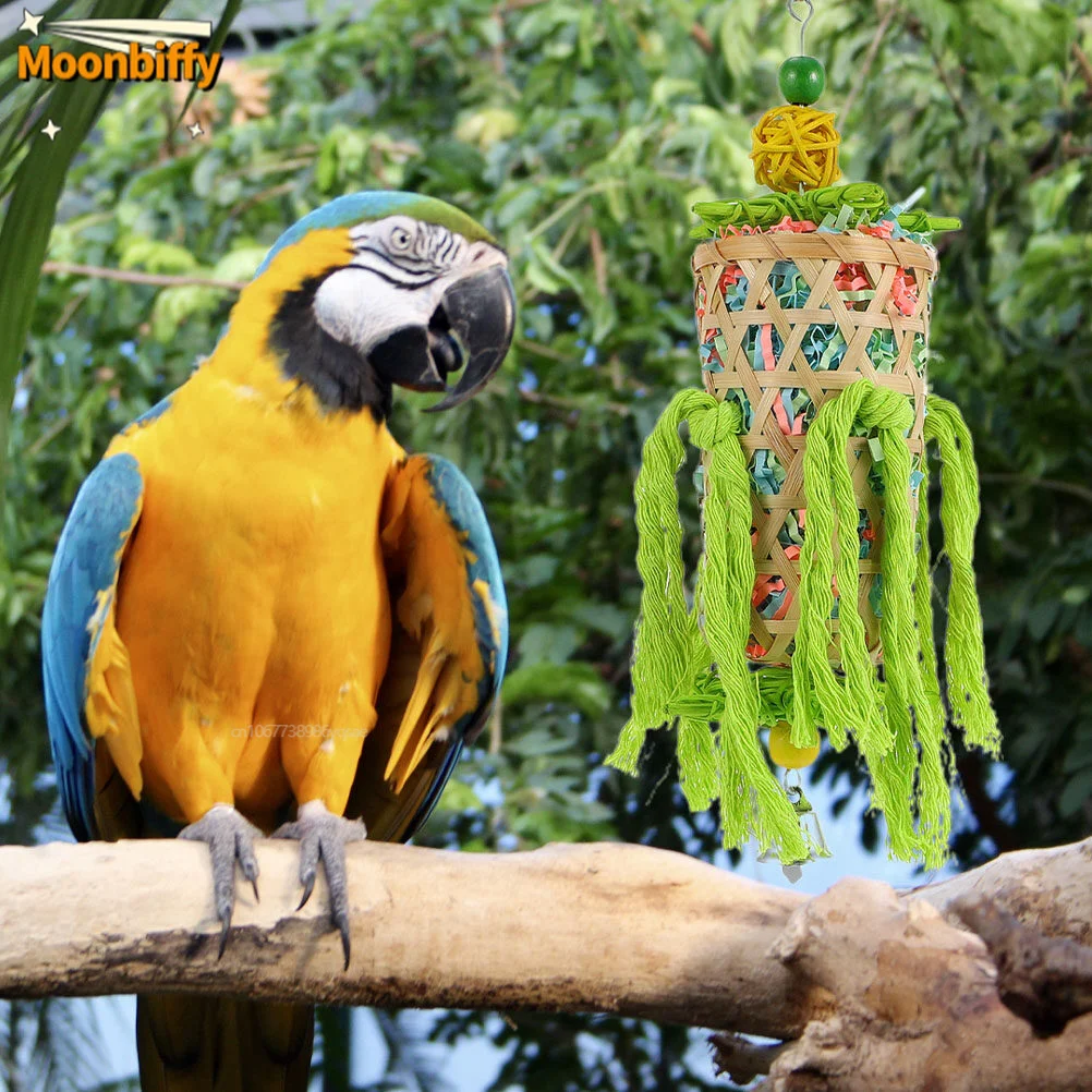 Jaula tejida De ratán De bambú Natural para mascotas, juguetes para masticar pájaros, loros, artículos De decoración colgantes, 1 piezas