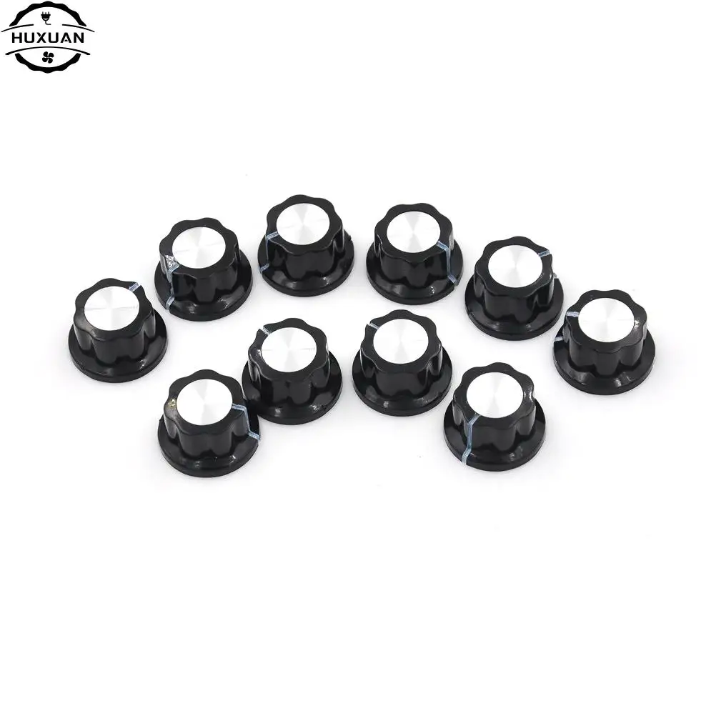 10pcs/pack Black Potentiometer Knob Rotary Cap MF-A01 A01 Potentiometer Bakelite Governor knob Material Plastic Metal rotary potentiometer
