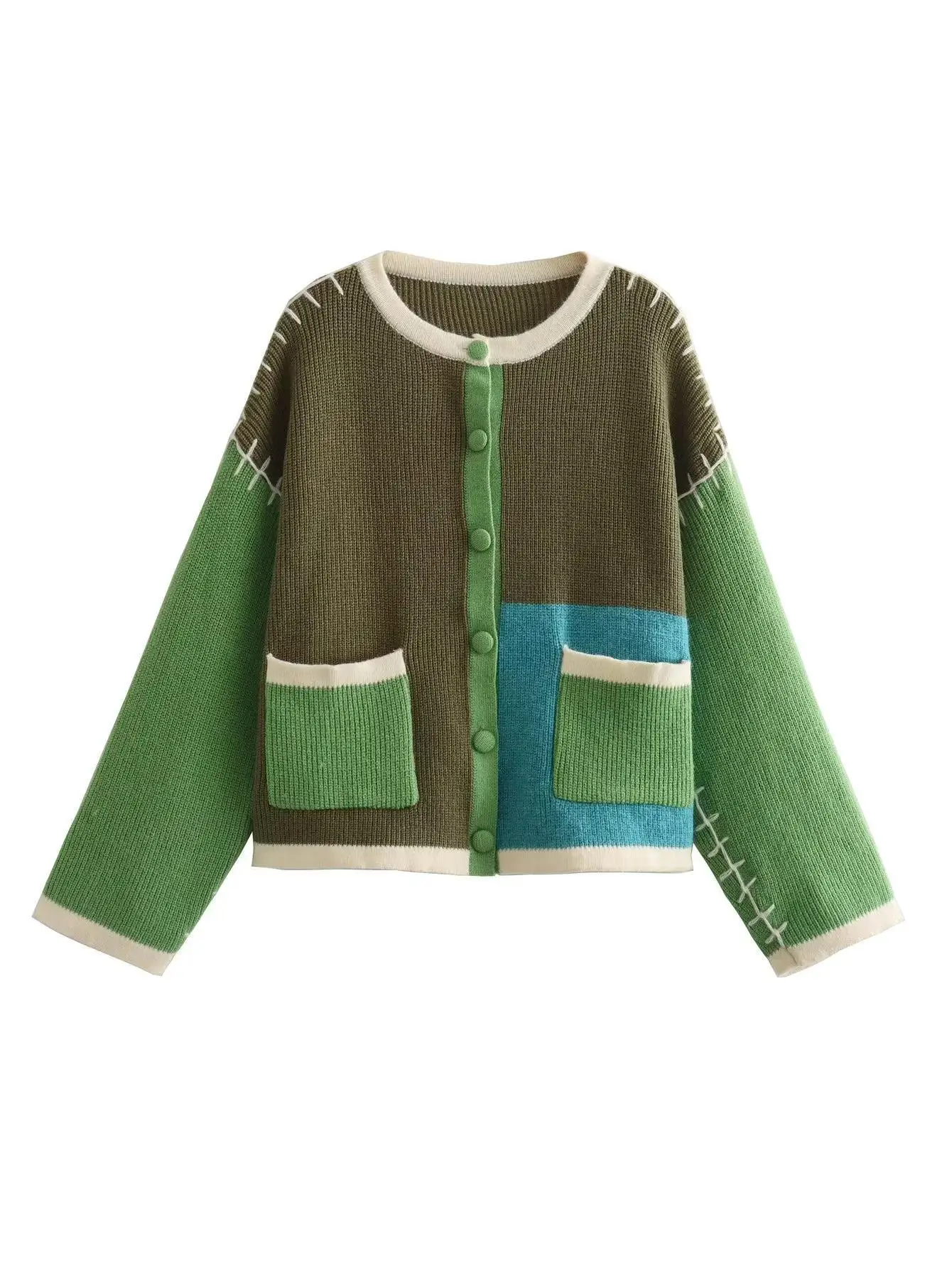 

Женский свободный свитер с круглым вырезом