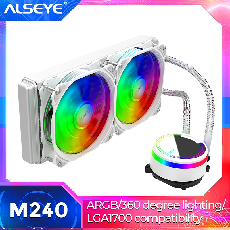 ALSEYE M240 Water Cooler am4 240mm 5V 3PIN ARGB PWM Fan Cpu Cooler for