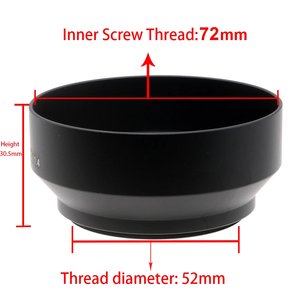 

For Nikon 50mm f/1.4 lens Metal Lens Hood 50/1.4 with 72mm top filter thread