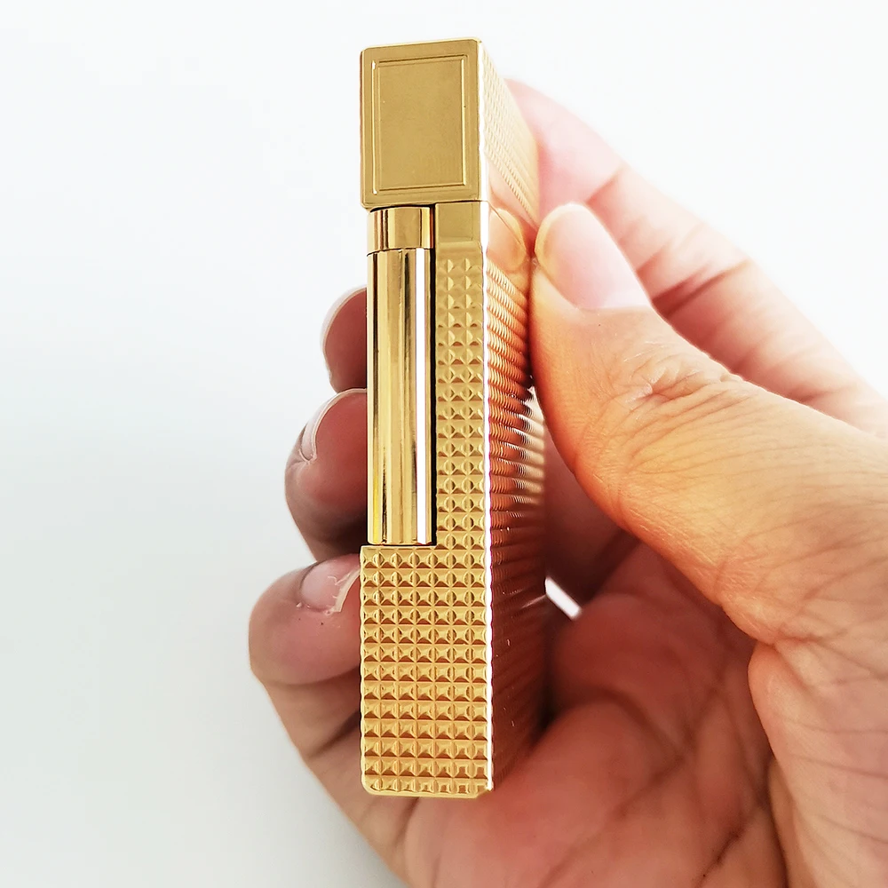 Luxury Brass Ligne2 Lighter Engraved Classical Sound Special Cigarette Smoking Tools Rechargeable Butane Gas Men Gift 3