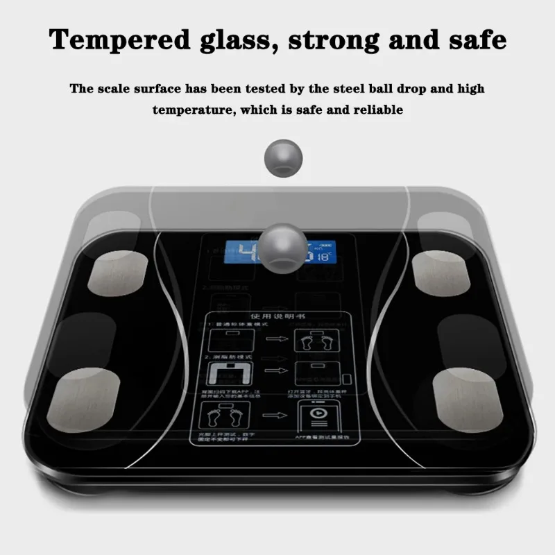 Bilancia pesapersone digitale wireless Fat Smart per il bagno, analizzatore di composizione corporea con app per smartphone e compatibilità Bluetooth._voghion.com