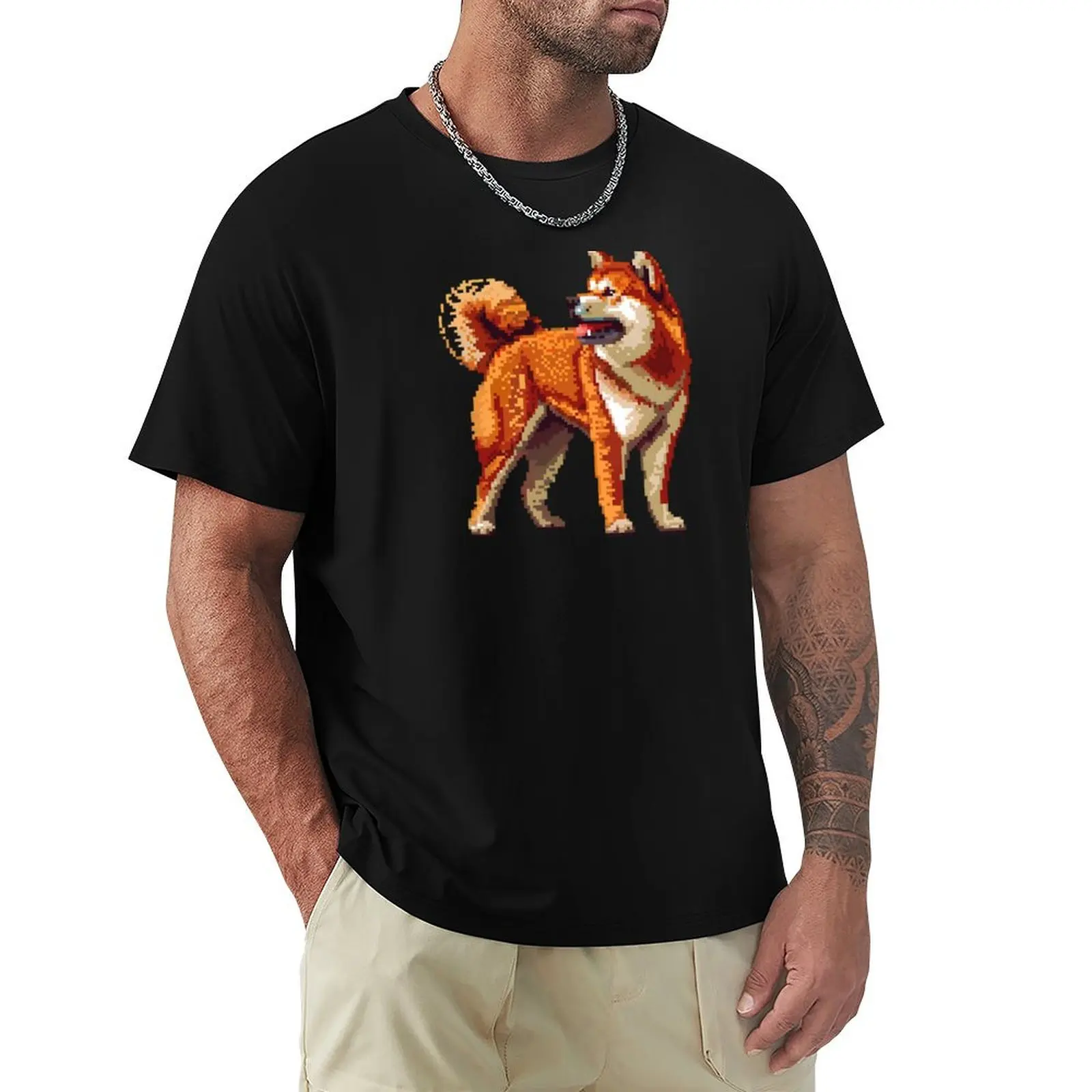 

Pixel Portrait Akita T-Shirt sublime vintage anime mens clothes
