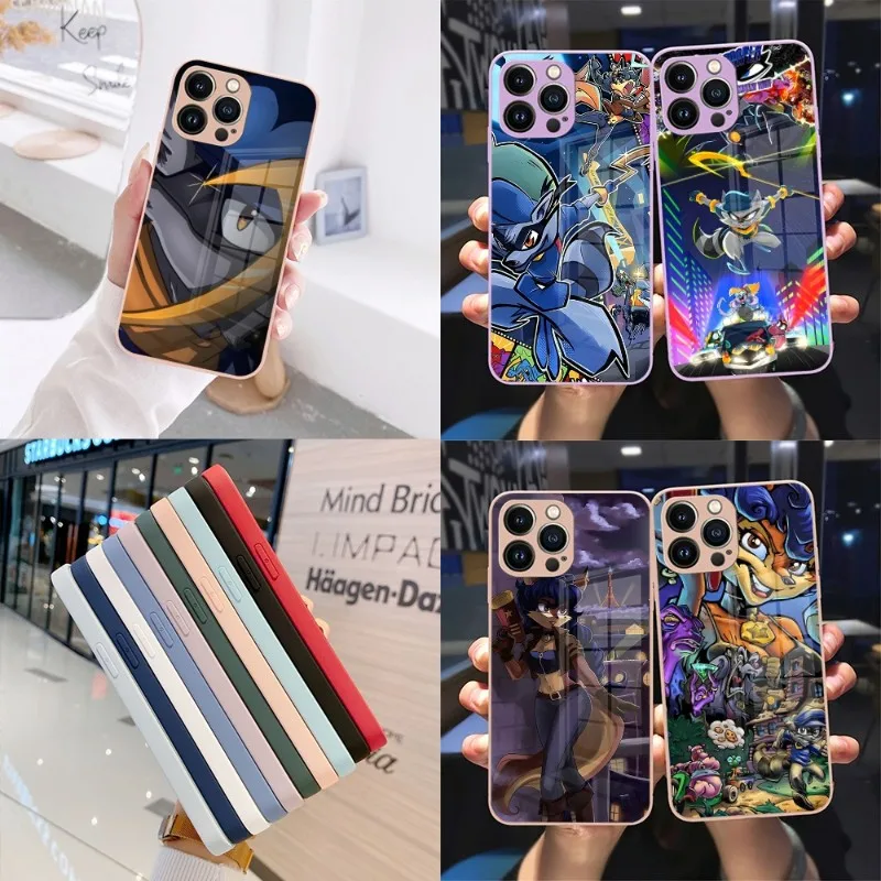Custodia Per Telefono Cartoon Sly Cooper Sandy Pink Glass Per Iphone 13 14 12 11 Pro Xs Max Plus Mini X Xr 8 7 6S Se2020 Cover