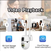 Lot de 2 Caméras de Surveillance Intelligentes WiFi Sans Fil à Double Objectif, Étanche, Intérieur/Extérieur, Liaison Double Objectif, Stockage Cloud, Vision Nocturne 5