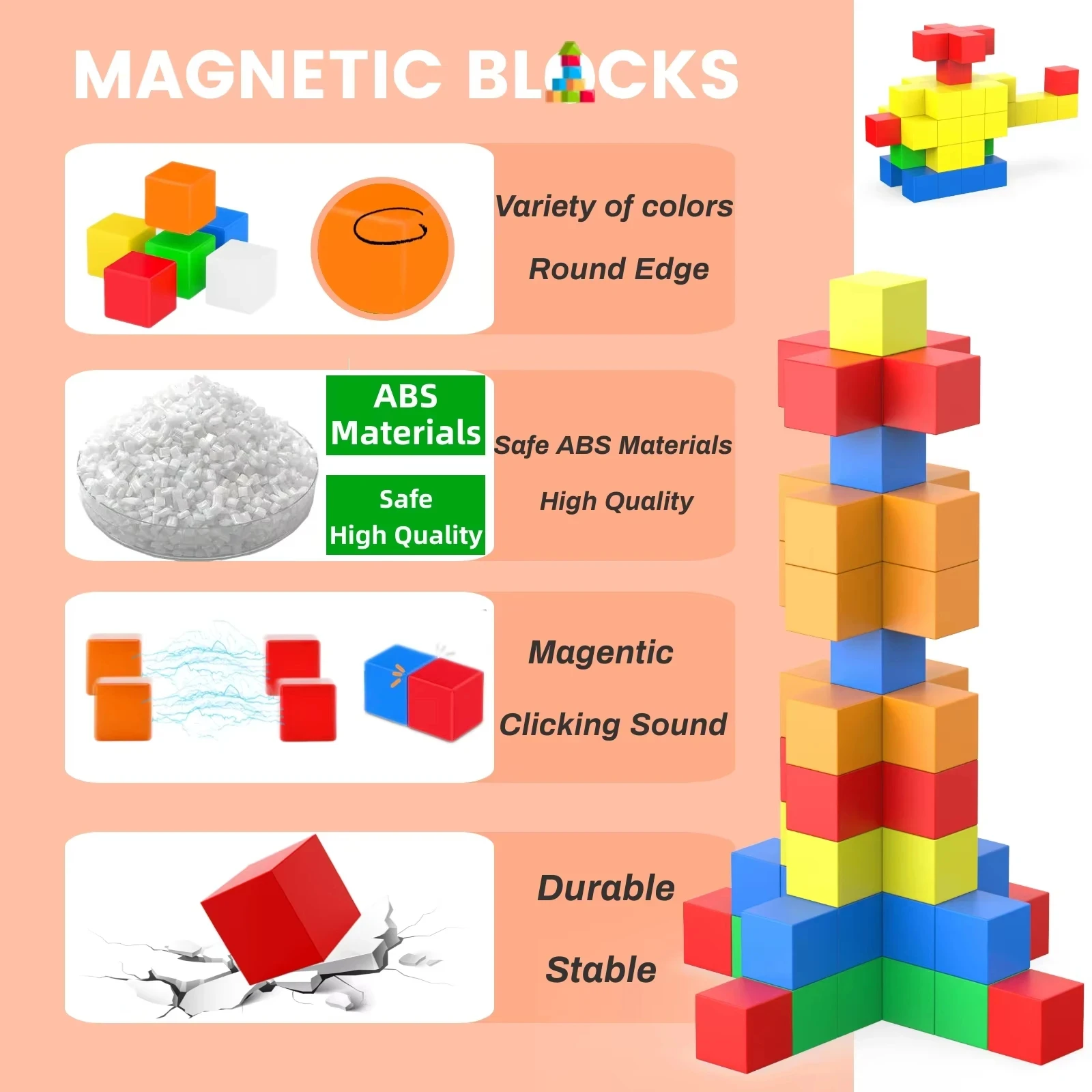 Magnetic STEM Building Blocks Kids Ages 3+ Safe Educational Toys Boost Brain Development Creativity & Problem-Solving magnetic building blocks,magnetic assembly toy,magnetic alphabet toys