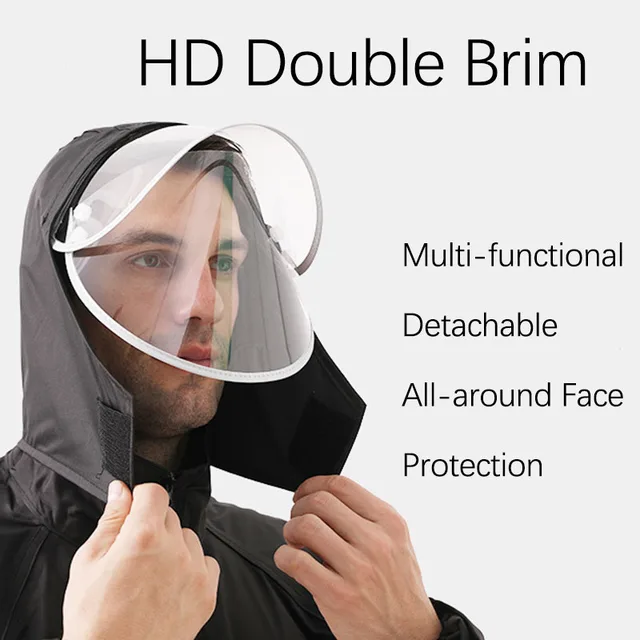 Megvastagodott, Hosszú Férfi Vízálló Esőkabát Fekete Divat Felnőtt Egy Darabból Álló Kapucnis Hálóbéléssel Eső Poncsó - Image 4