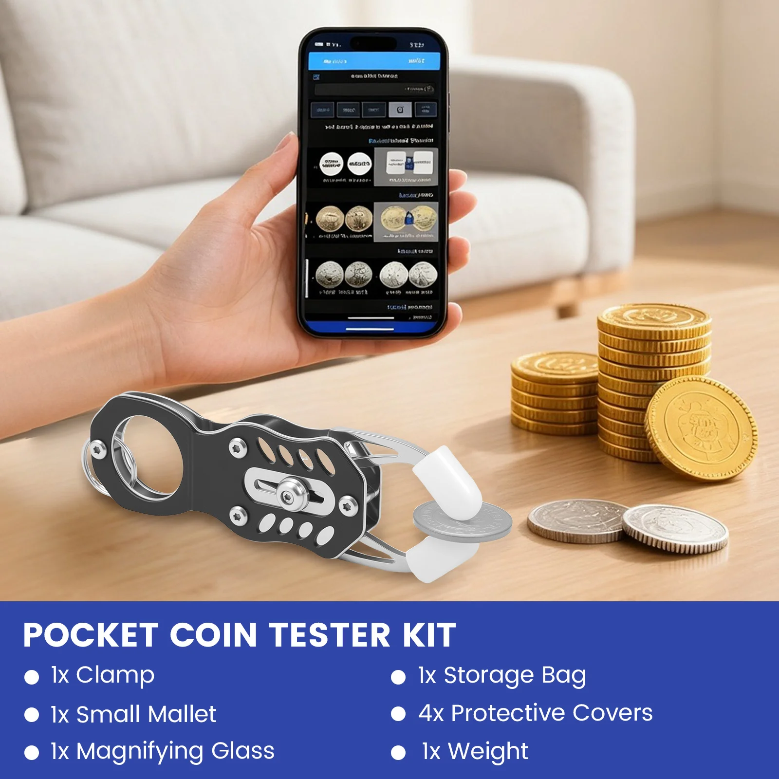 1 Set Pocket Coin Tester Kit Golden and Silvery Coin Ping Test Coins Testing Tools Durable Pocket Coins Ping Pinger Tester Kits