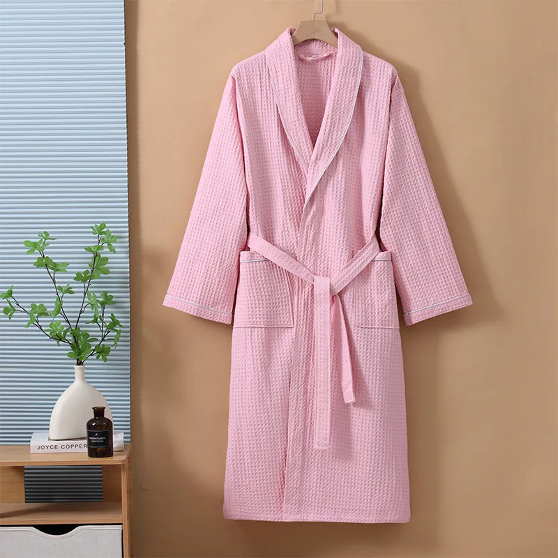 Waffle Bathrobe Hotel Beauty Bath Towel for Couples 100% Cotton Waffle Robe Men Women Spring Autumn Morning Robe Long Sleeve