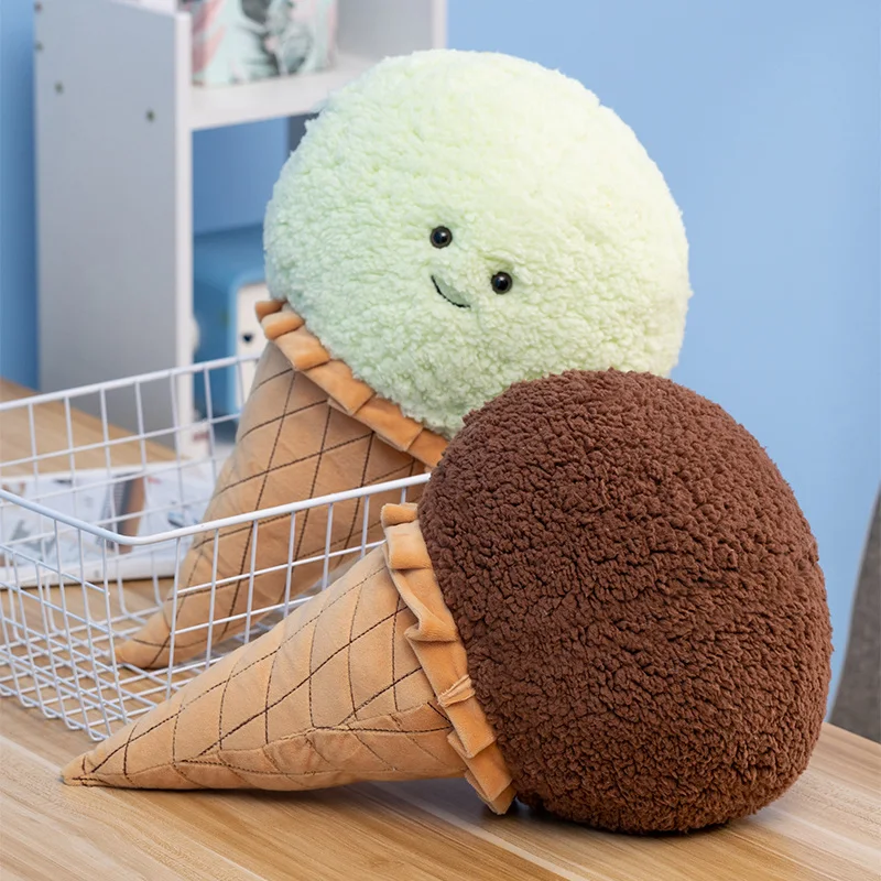 46cm Cute Cartoon Ice cream Plush Toy Stuffed Food Snack Pillow Cushion Cone Kids Toys Kawaii Room Decor Birthday Gift for Kids