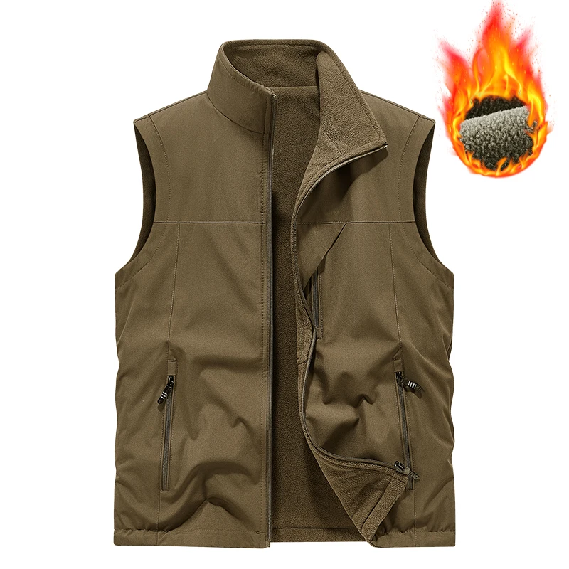 Leather Fishing Vest for Men Autumn Winter
