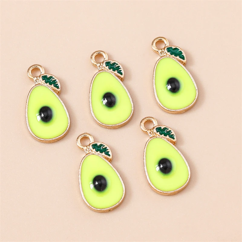 20 Stück 8x16mm Niedliche Emaille-Frucht-Avocado-Anhänger für Schmuckherstellung, Ohrringe, Armbänder, Halsketten, Zubehör, DIY-Geschenk