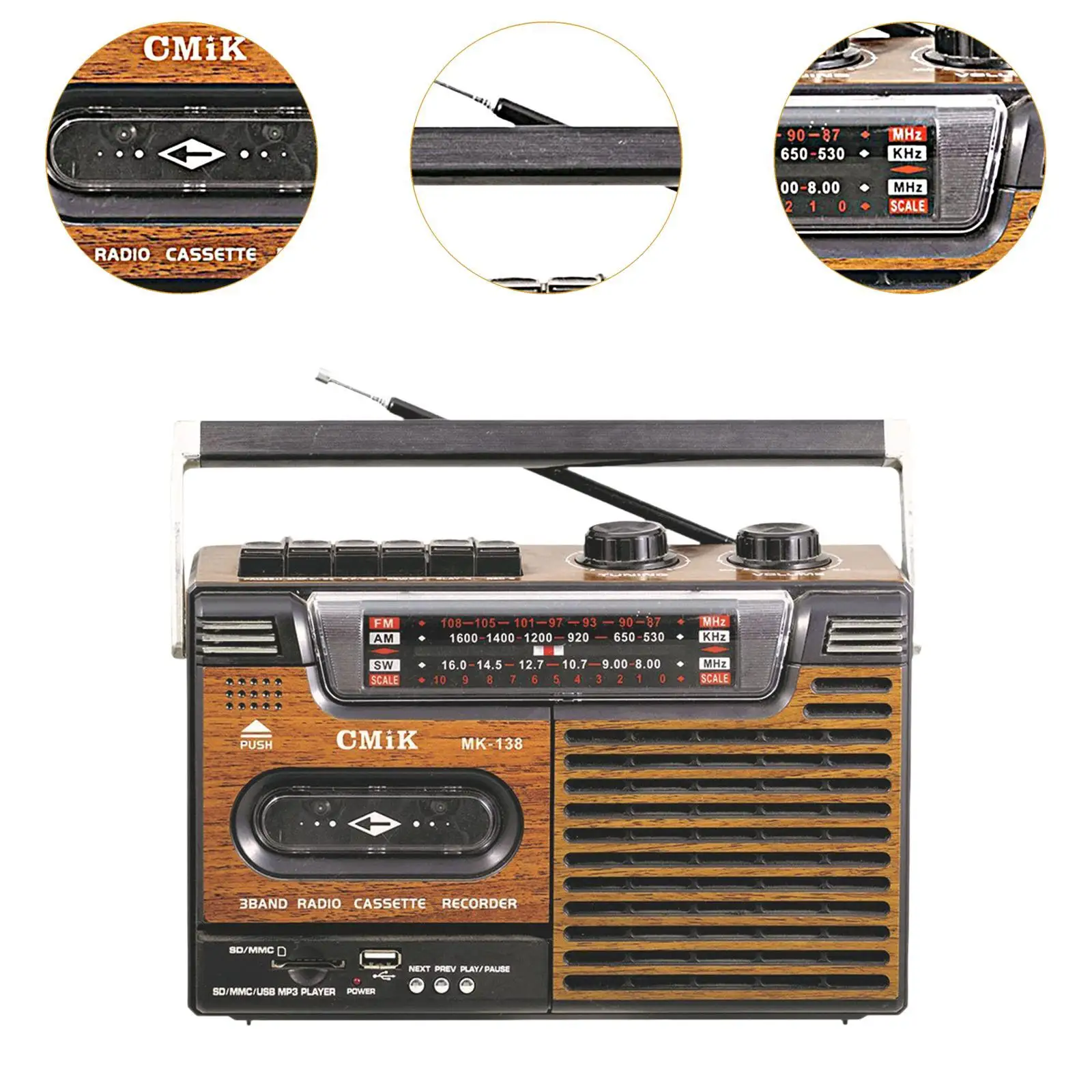 Cassette Player Tape Record Easy to Use with Handle Gifts Multifunctional