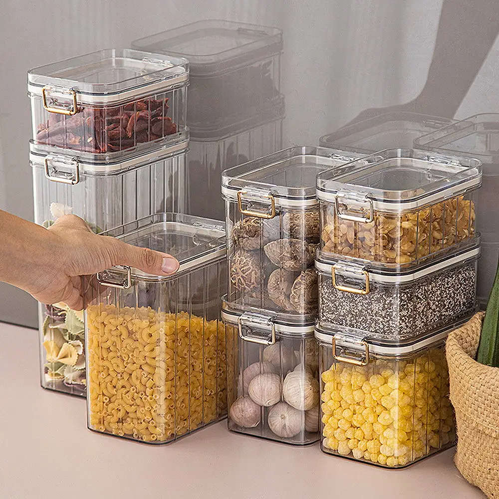 Food Storage Kitchen Container Plastic Box Jars for Bulk Cereals Kitchen  Organizers for Pantry Organizer Jars With Lid Home - AliExpress