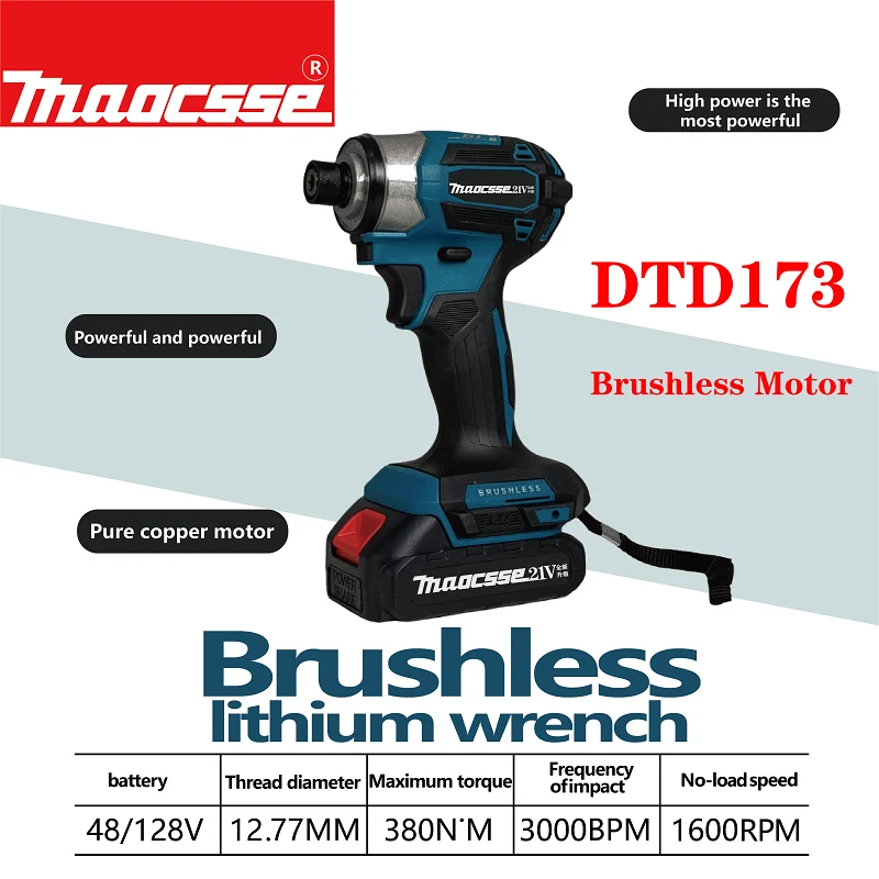 Maocsse Cordless Screwdriver DTD173 Electric Drill Tools Drill Screw Wireless Drills Power Tool Suitable for Makita 18V battery