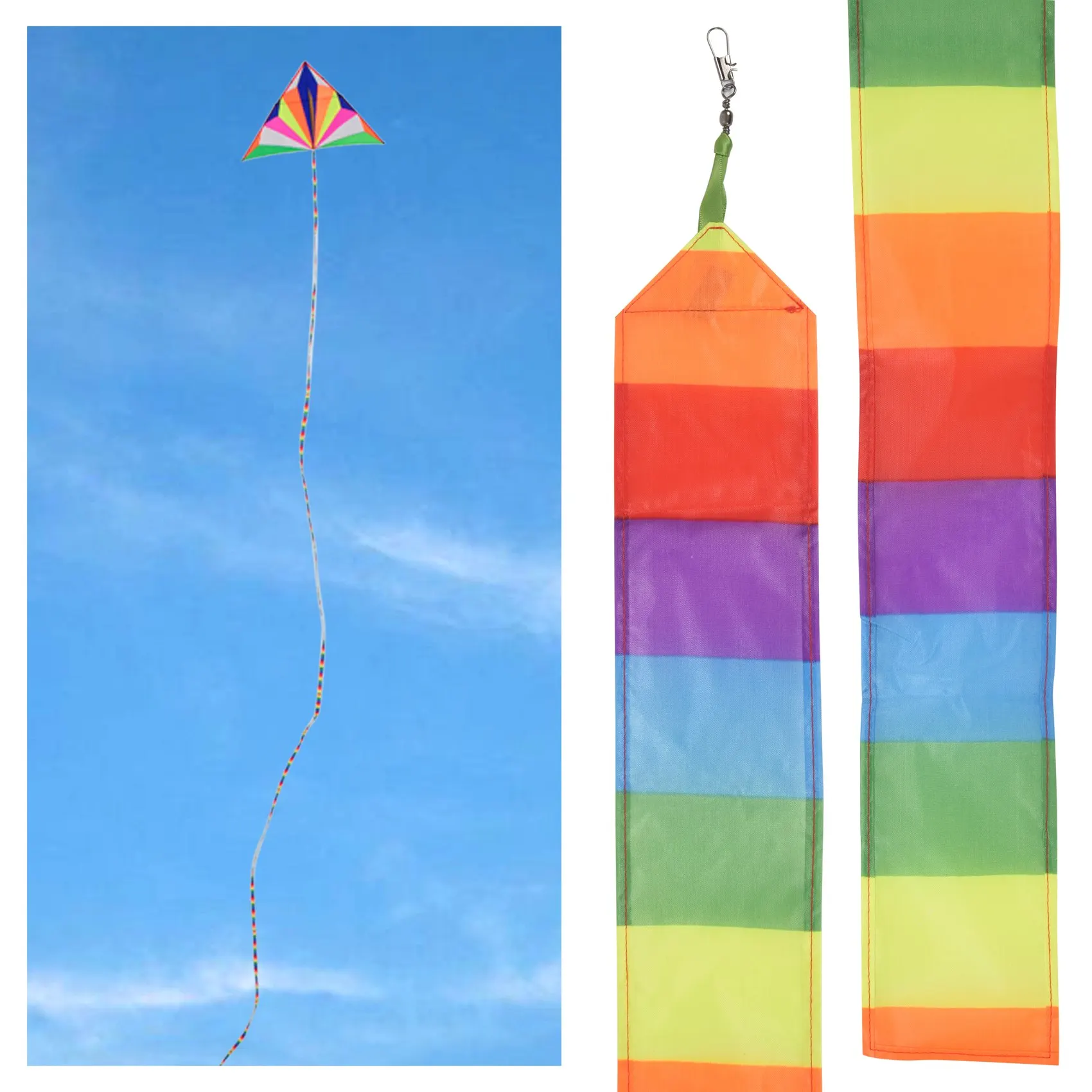 Super Nylon Stunt Kite Tail Rainbow Line Kite Accessory Kids Toy 4