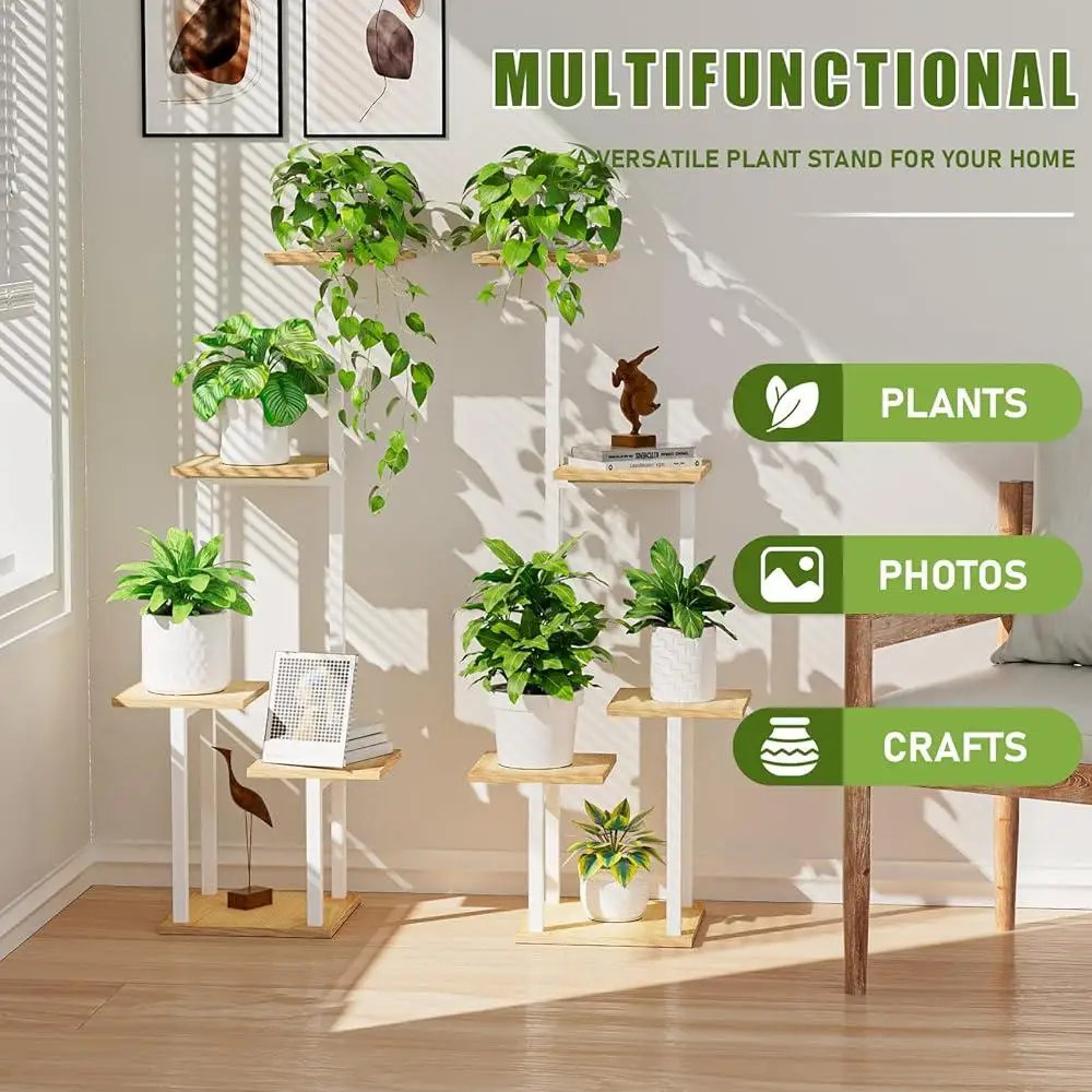Indoor Plant Stand with Grow Light 2 Pack Metal 5 Tier Corner Plant Shelf Sturdy Easy Assembly Multi-functional Display Rack 6
