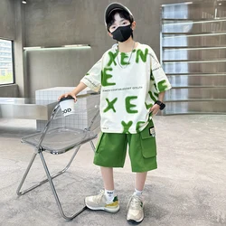 Trendy Summer Cotton T - Shirt and Shorts Set - 14 (Green)