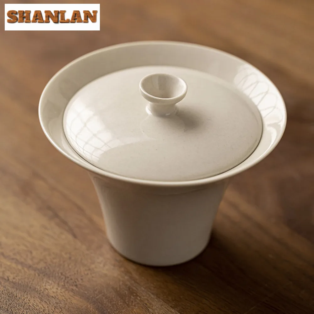 100ml Plant Ash Cover Bowl Household Kung Fu Gaiwan Creative Tea Tureen Vintage Tea Maker Chinese Cup Drinkware Ornaments