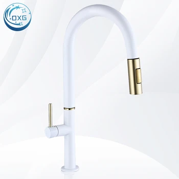 OXG 304 สแตนเลสตะกั่ว-ฟรีก๊อกน้ําห้องครัว Pull-Out Sprayer Dual Water โหมด Gourmet ก๊อกน้ําอ่างล้างจาน 1