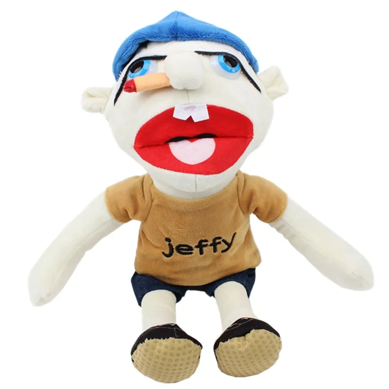 38cm Cartoon Jeffy Hat Game Plush Doll Toy Hand Puppets Soft Stuffed