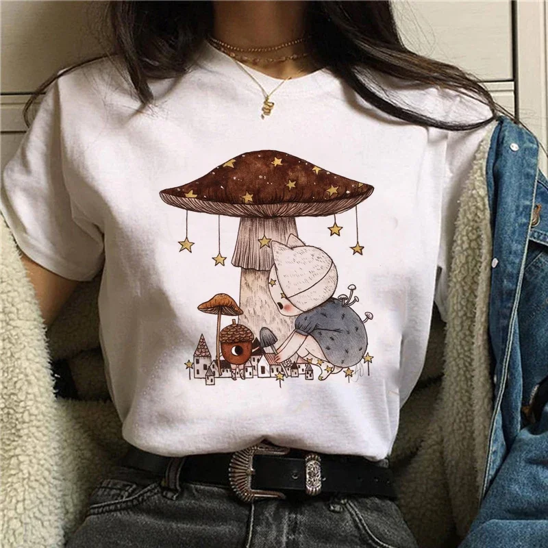 

Summer Mushrooms Graphic Printed T Shirts for Woman Streetwear Funny Tops Women Casual Round Neck Short Sleeve Unisex