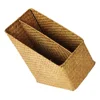 Woven Straw File Storage Basket Rattan Document ganizer Desk Bookshelf Holder Storage Baskets For Home Office Use 1