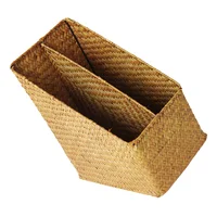 Woven Straw File Storage Basket Rattan Document ganizer Desk Bookshelf Holder Storage Baskets For Home Office Use 1
