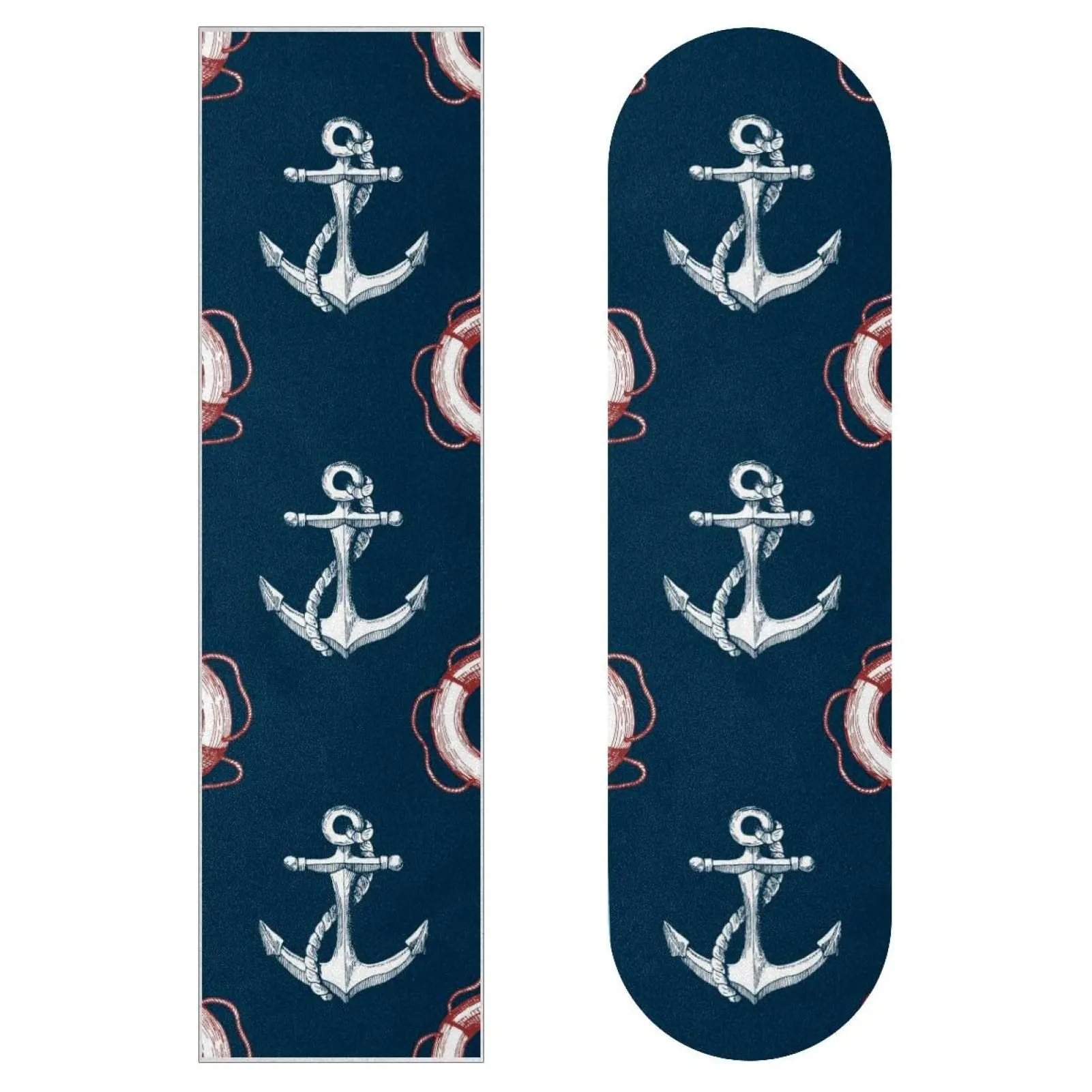 Skateboard Grip Tape Design White Ship Anchor Lifebuoy Navy Pattern Longboard Antiscivolo Carta Vetrata Sticker Skateboard Paper