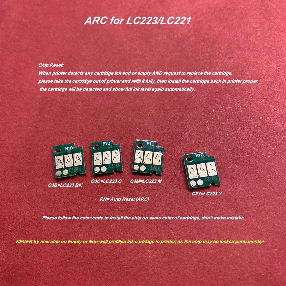 

1Set ARC Chip LC223 LC221 Ink Cartridge Chip For Brother DCP-J4120DW MFC-J4420DW MFC-J4620DW MFC-J4625DW MFC-J5320DW MFC-J5620DW