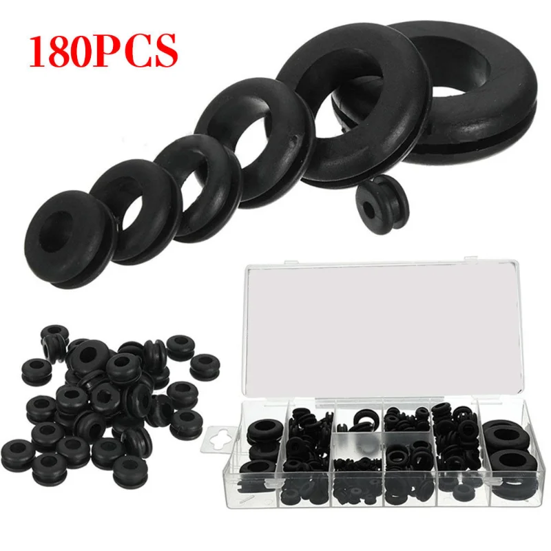 180pcsRubberGrommetCarFuseAccessories8PopularSizesGrommet