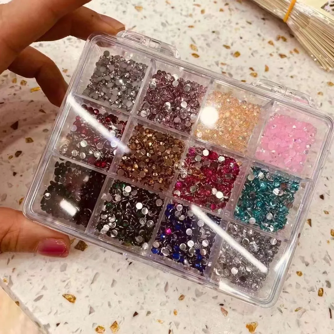 6/12/24 Grids Leere Klare Kunststoff Organizer Box Kunststoff Box Y2K Nail art Strass Lagerung/Container Werkzeug für Nagel Glitter R – Detail 8