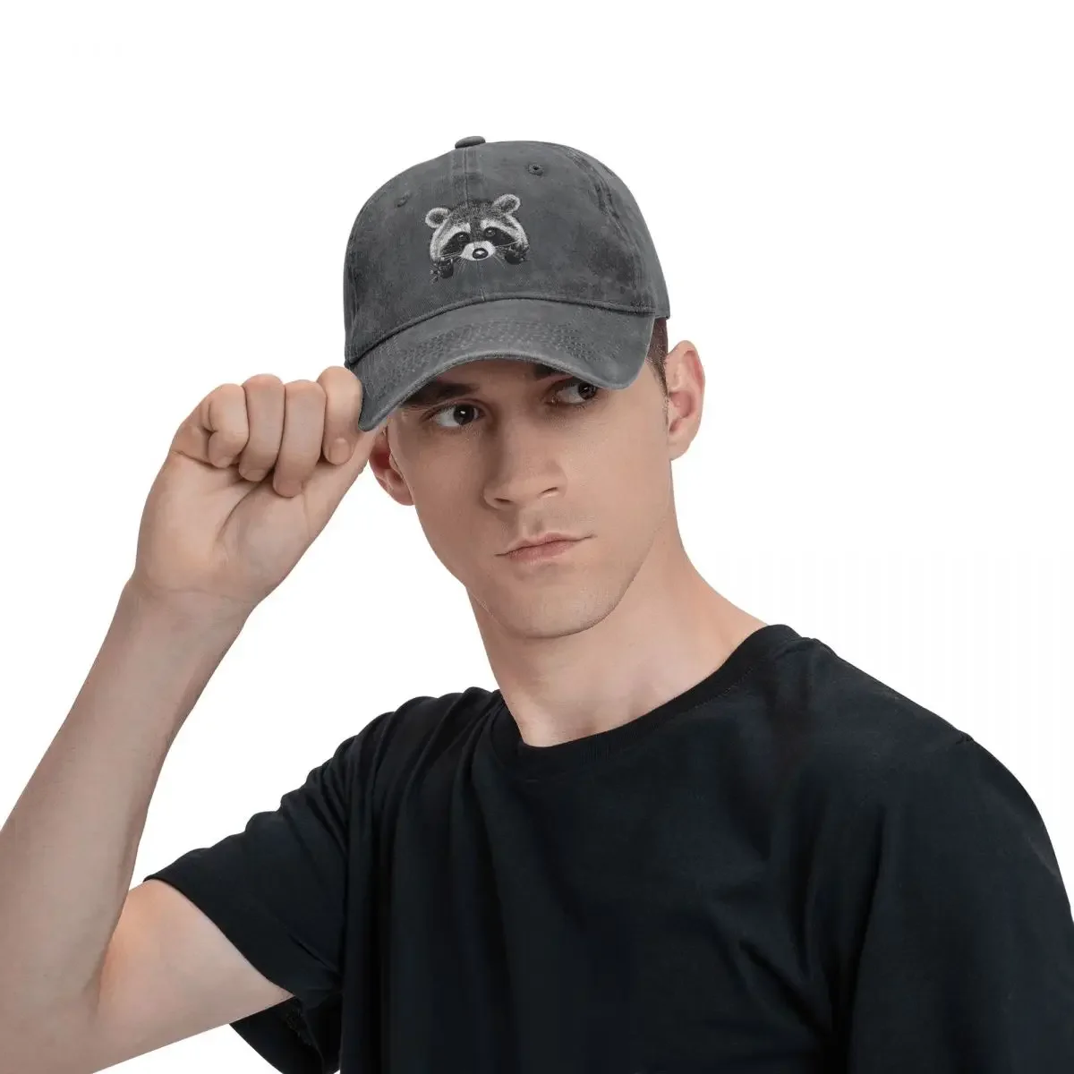 Vintage Cute Raccoon Baseball Caps Unisex Distressed Denim Washed Headwear Trash Panda Outdoor All Seasons Travel Caps Hat 4