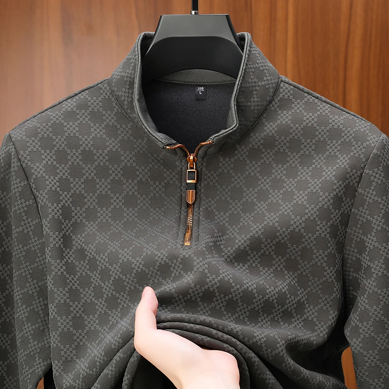 Men's Plaid Long Sleeve Mix Media Hooded Pullover main image 1