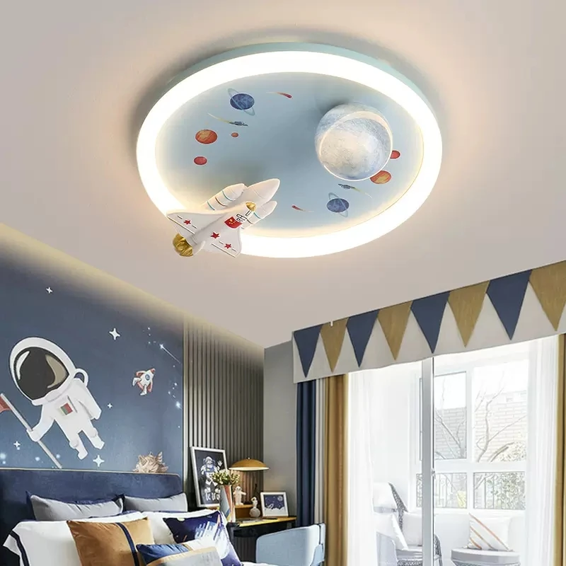 

New Children'S Planet Earth Ceiling Lights LED Lamp For Kid's Room Bedroom Acrylic Space Star Astronaut Arrow Deco Home Lighting