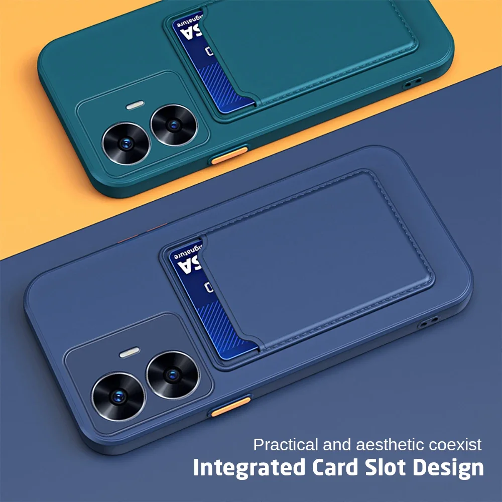 Candy Color Silicone Card Slot Wallet Holder with Camera Protection – Soft Back Cover