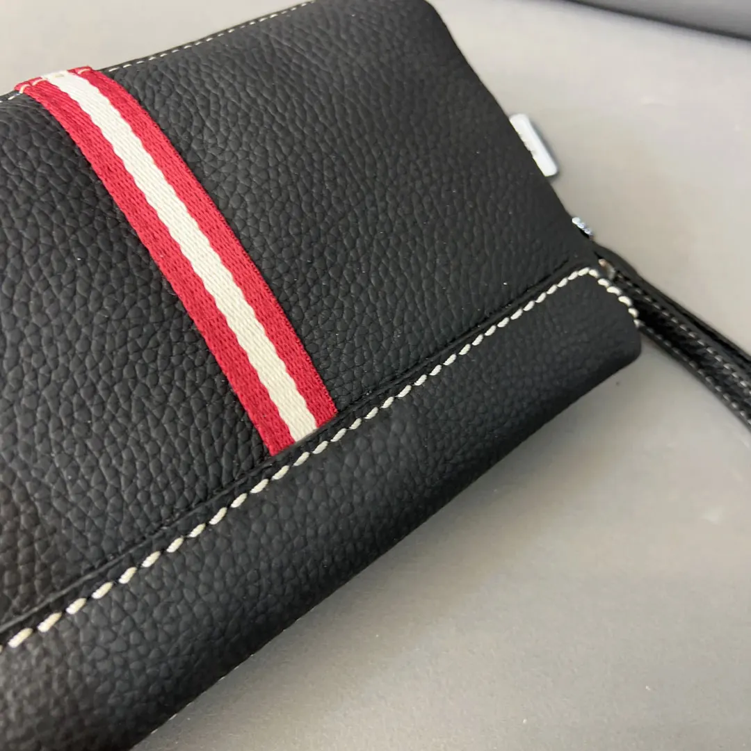 Fashion Men's Long Purse Men Wallets Luxury TB Striped Design All-match Men Clutch Leather Business High Quality Male Purse