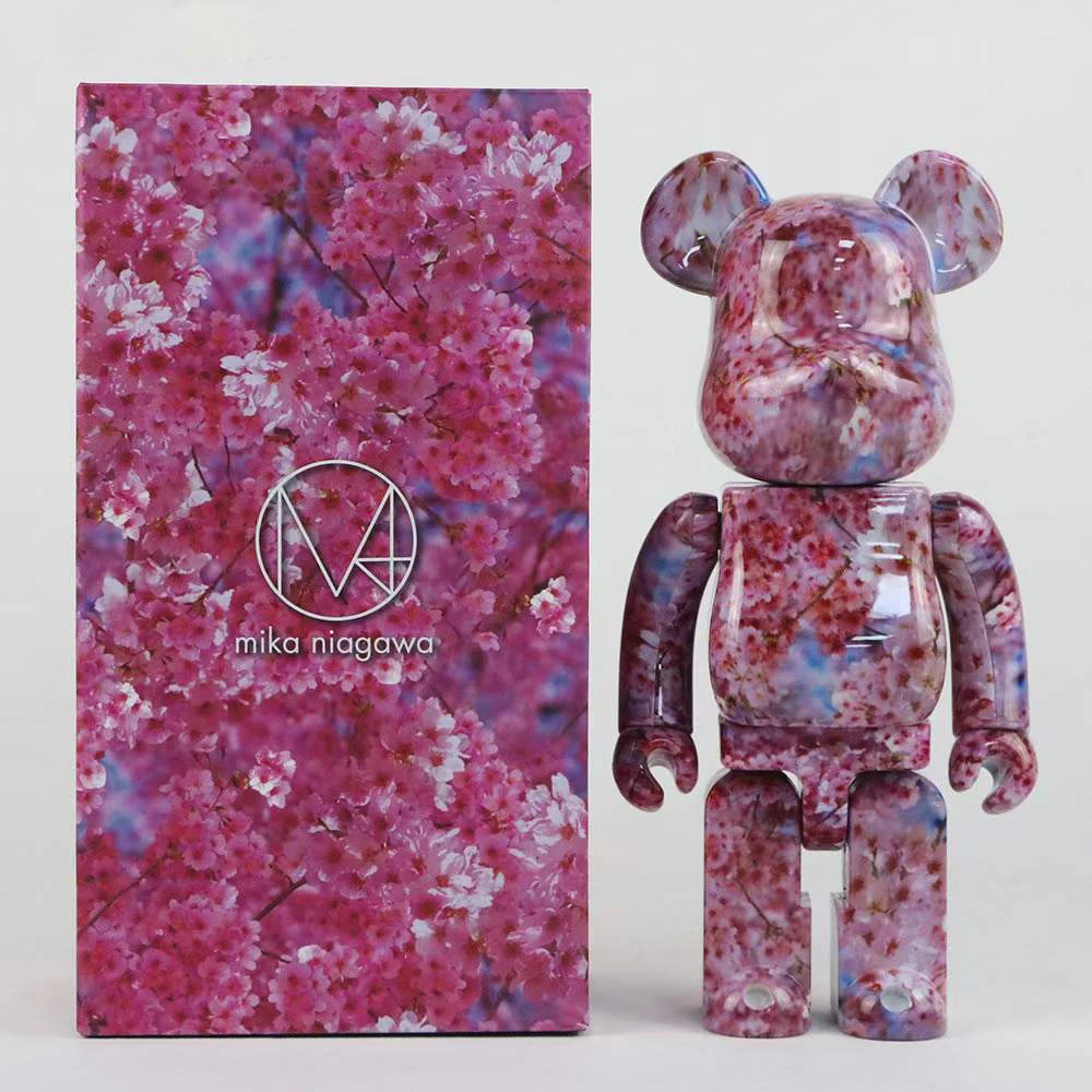 

Bearbrick 400% Cherry Blossom 28cm Building Block Bear Tide Play Doll Decoration Ornament Valentine's Day Gift Hand-made