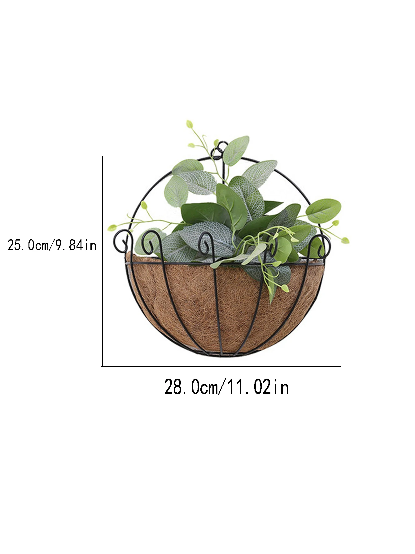 Flowerpot Iron Coconut DIY Garden Hanging Planters Wall Baskets Pot Half Round Plant Holder Case Home Decoration plant hanger,flower pot