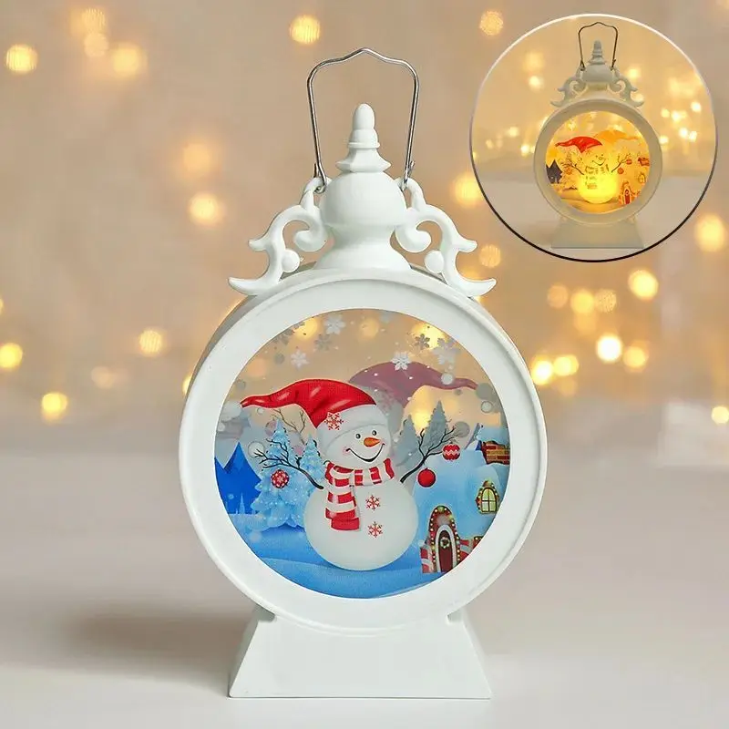 1pc Christmas Round Night Light Desktop Electronic Candlestick Light Holiday Window Decor Ornament Battery Powered (No Plug)