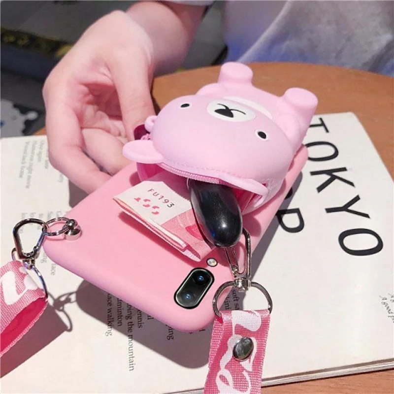 3D Cartoon Black Bear Wallet Case - Cute Animal Design Wallet and Bag Shell