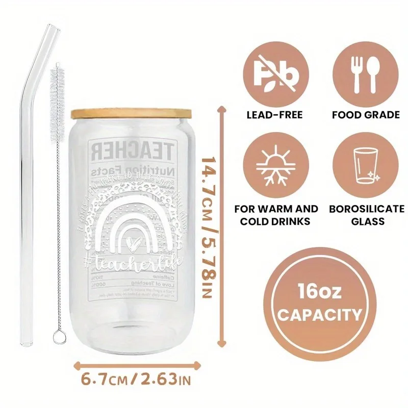 Custom 16oz Borosilicate Glass Bottle with Bamboo Lid & Straw – Personalized Reusable D... - SKU GBB12364 - UGI Packaging