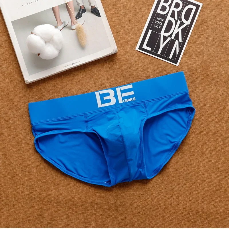 Men's underwear low waist sexy tide letter elastic close-fitting ice silk youth briefs 4