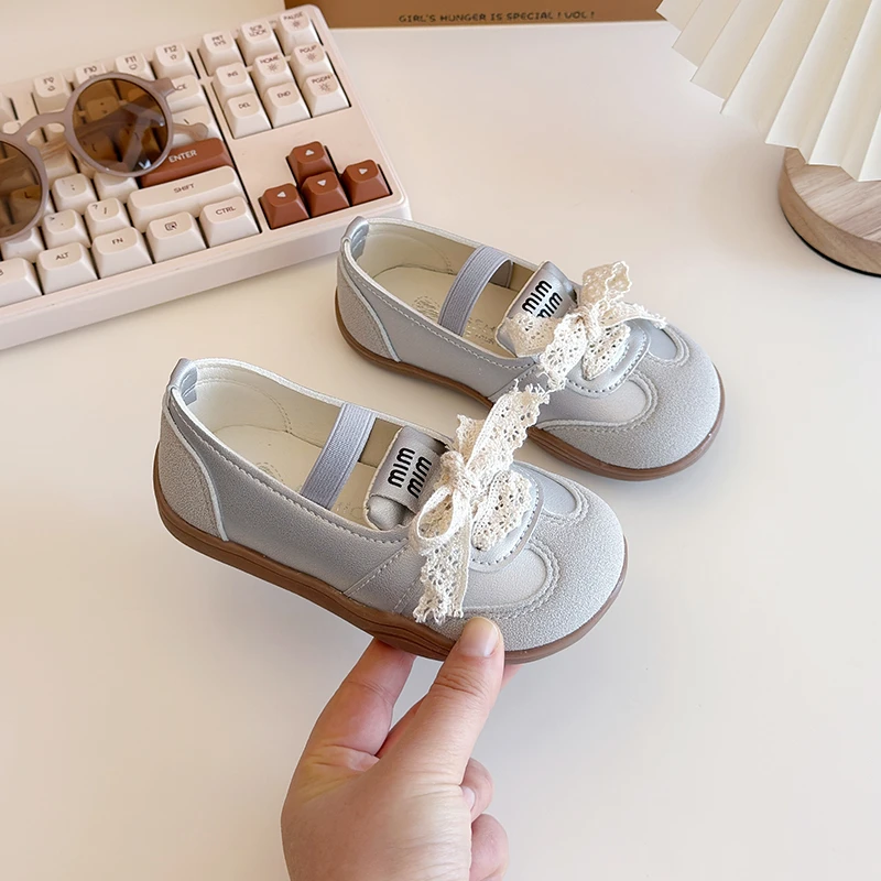 Girl Leather Shoes Children Casual Sneakers Breathable Slip-On Soft Flats Kids Bow Wedding Dress Shoes Princess Ballerinas Shoes 4