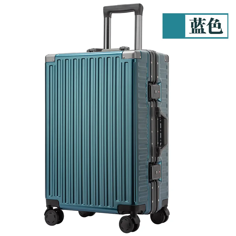 PLUENLI Luggage Trolley Case Men's Anti-Fall Boarding Password Suitcase New Dry Luggage and Suitcase Aluminum Alloy Leather